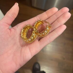 Vintage Swarovski clip on chunky hoop earrings